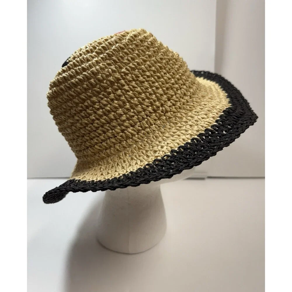 Girls Face Straw Sun Hat With Eyelashes And Lips